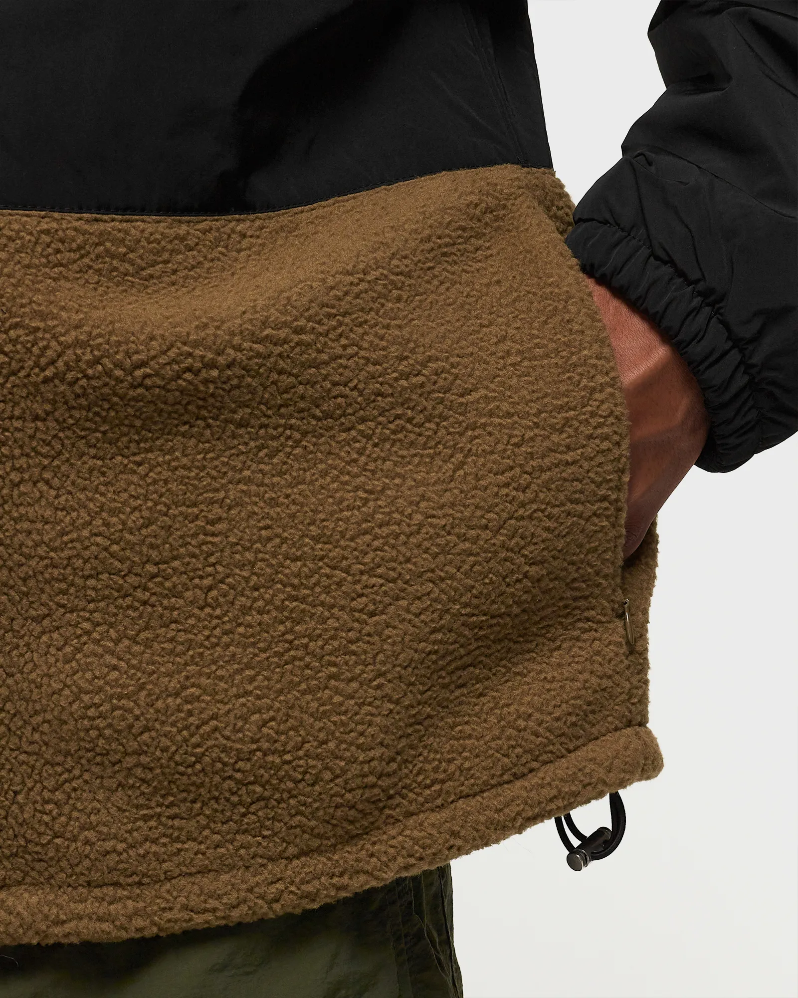 Maison Kitsune COLOR-BLOCK POLAR FLEECE BLOUSON WITH COLLEGE PATCH