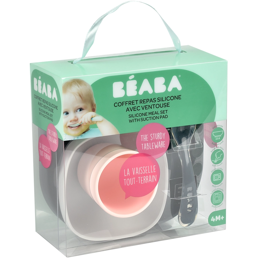 BEABA® Geschirrset aus Silikon - Mineral, 4-teilig