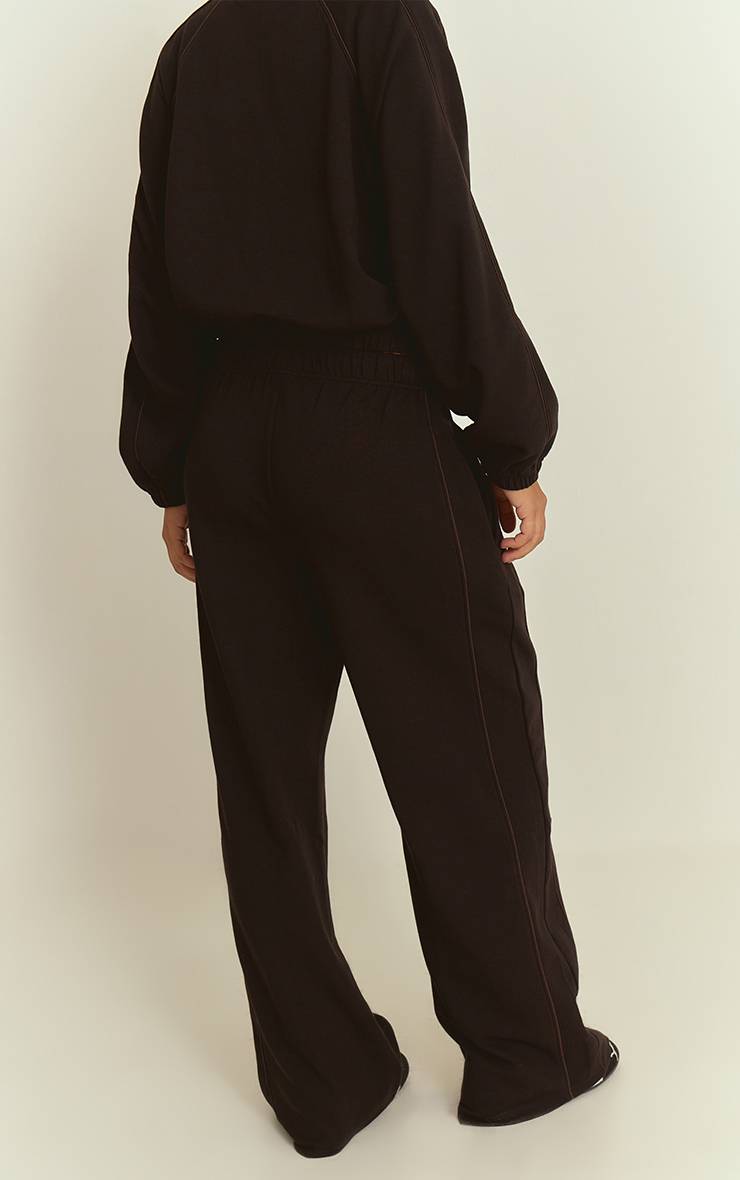 Noir Jogging Interlock À Jambes Larges Avec Passepoil Contrasté
