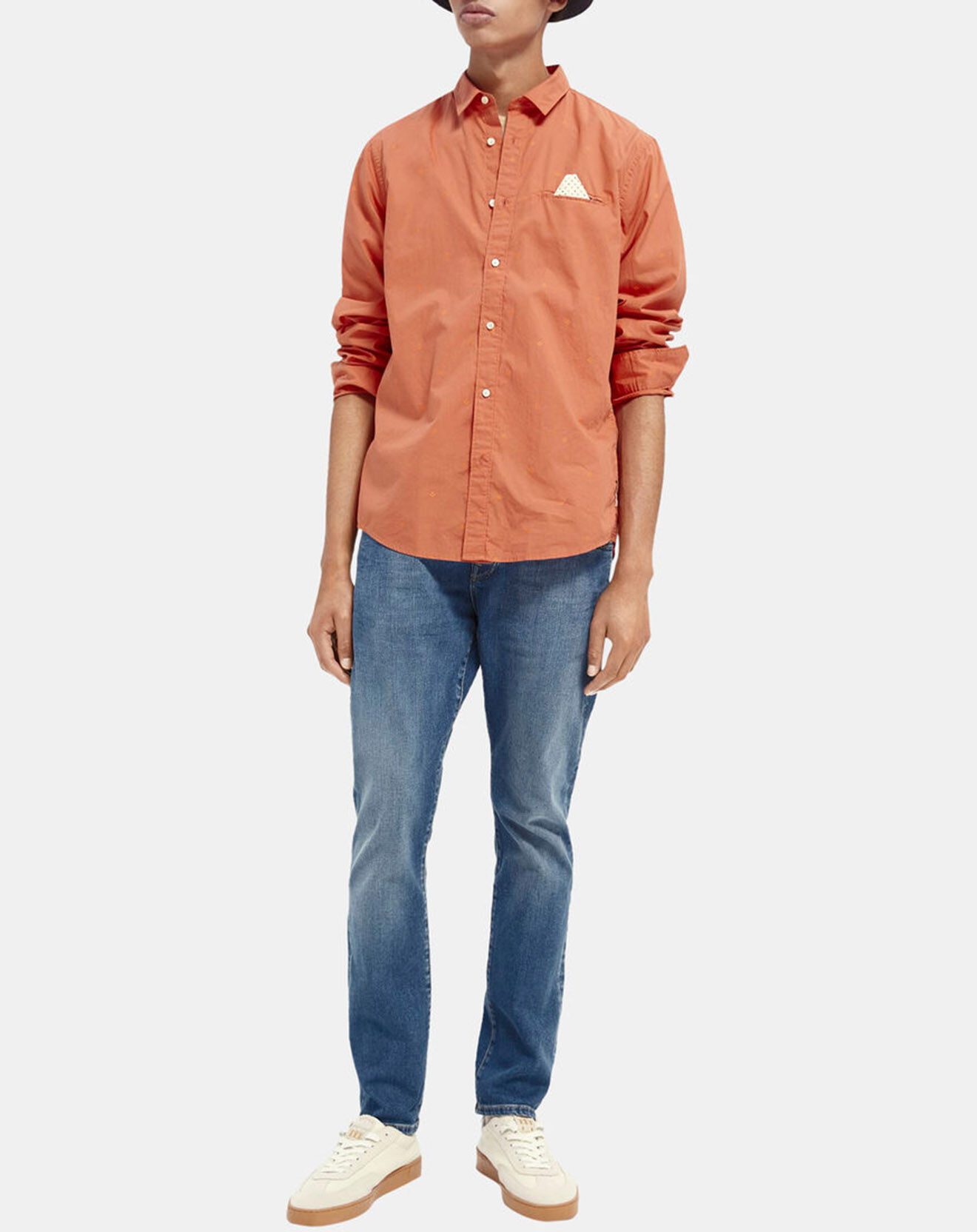 Scotch & Soda Chemise Regular Fit Pocket imprimée orange clair