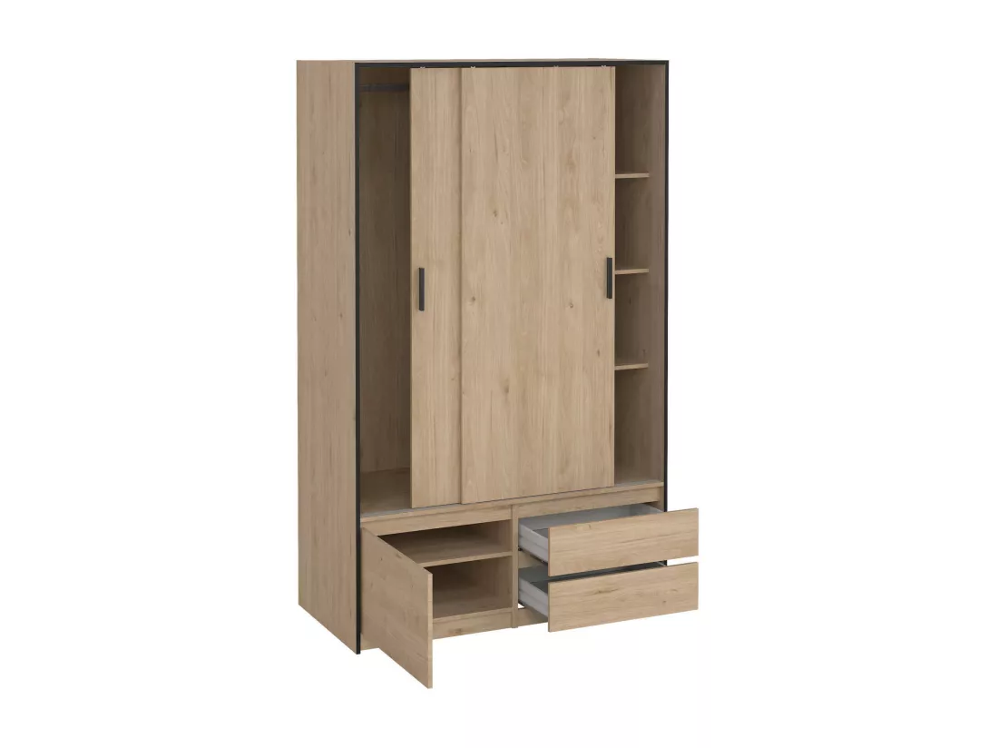 Grande armoire polyvalente Drastell, Meubles multifonctionnels, Casier à chaussures, Support à chaussures pour armoire, 121x60 h200 cm, Chêne clair