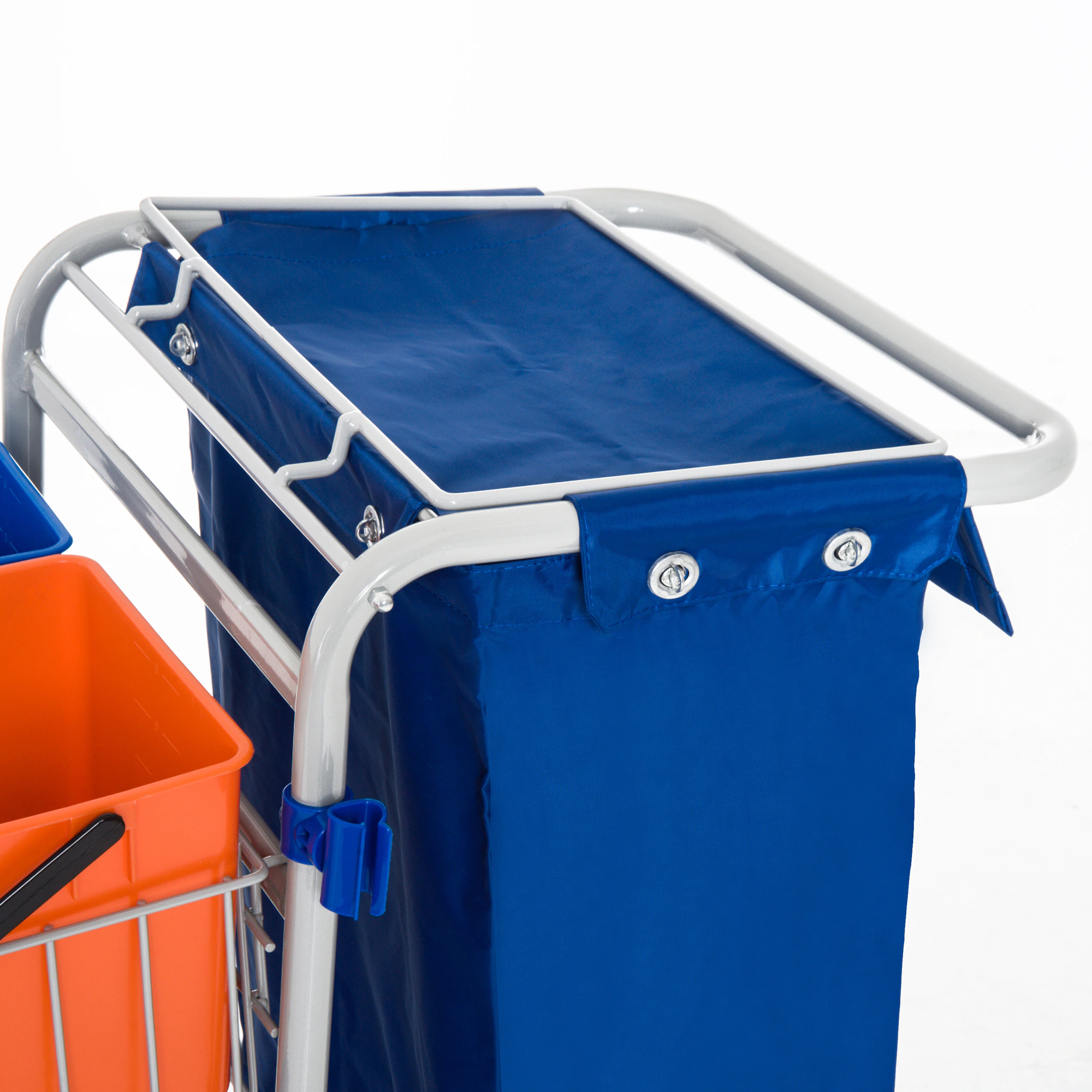 HOMCOM Putzwagen mit 4 Fahreimern blau, orange 100 x 70 x 103 cm (LxBxH)