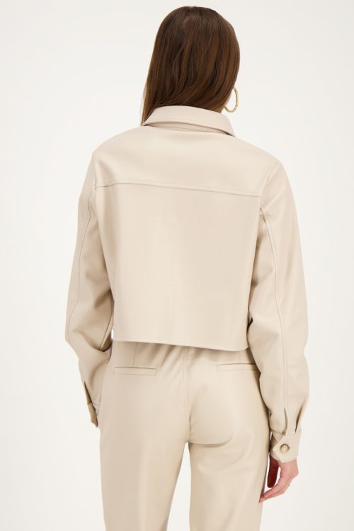 Beige cropped blouse leatherlook
