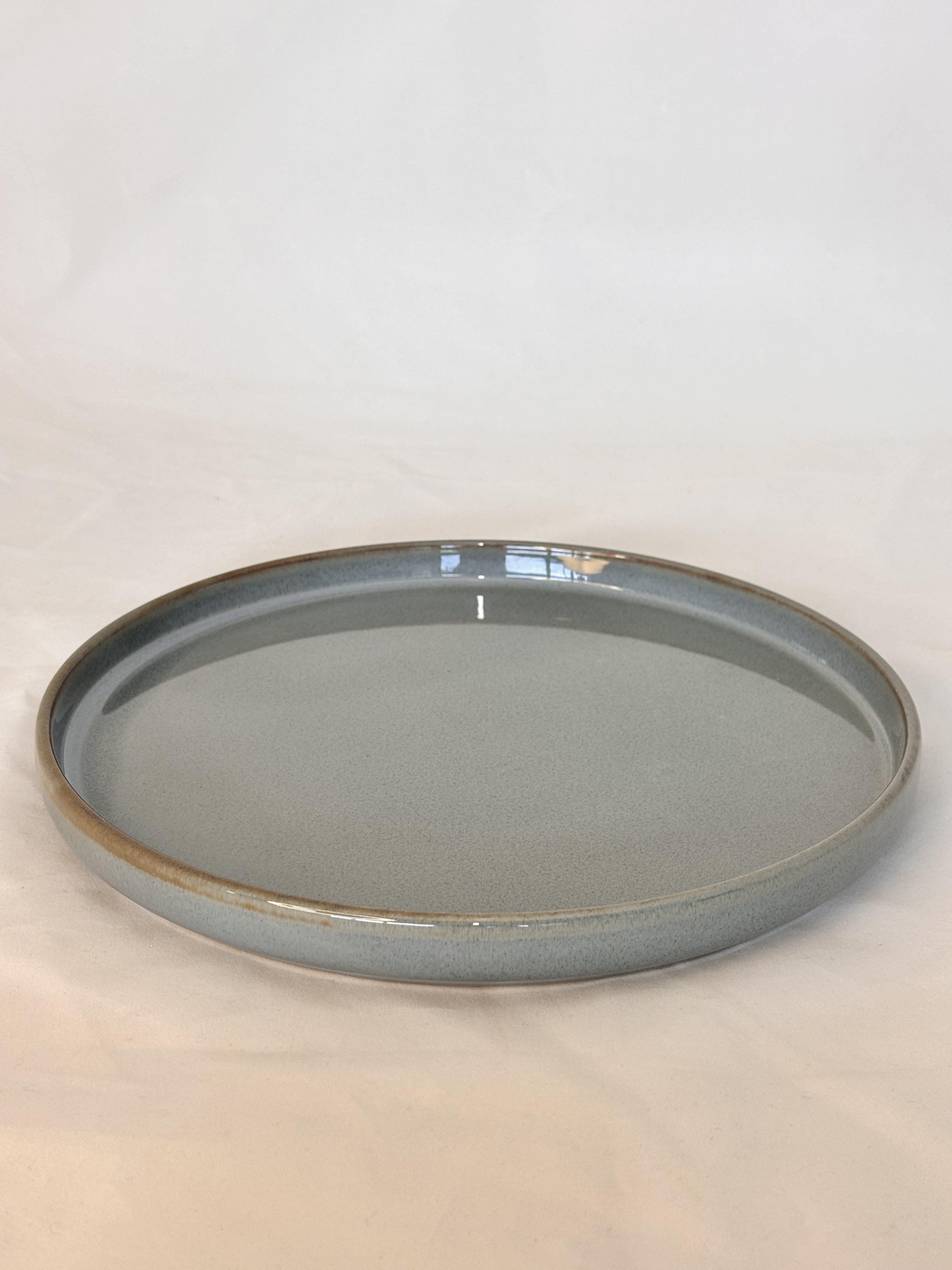 ASSIETTE PLATE GRIS PORCELAINE EMAIL REACTIF 24.5CM