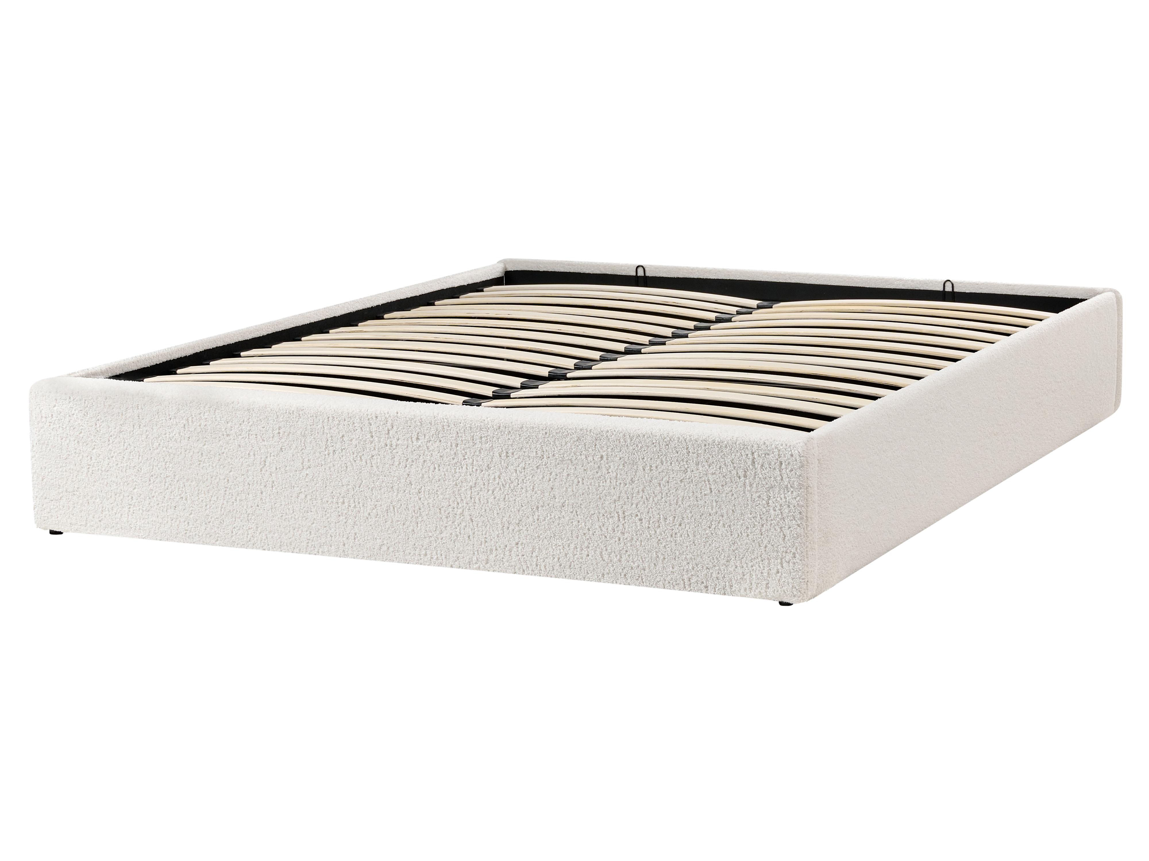 Opbergbed zonder hoofdbord Bouclé DINAN 160 x 200 cm Gebroken wit
