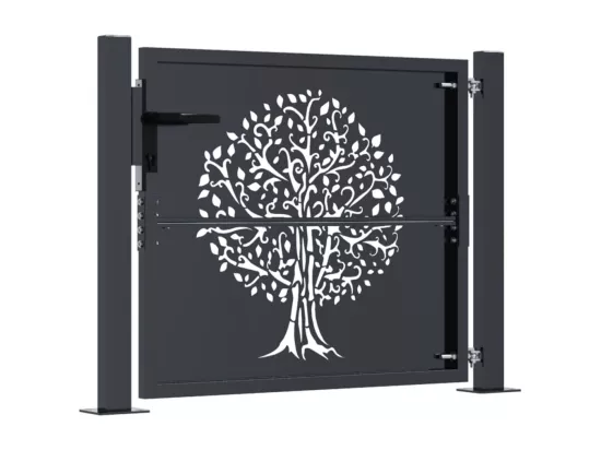 Portail de jardin anthracite 105x105cm acier conception d'arbre