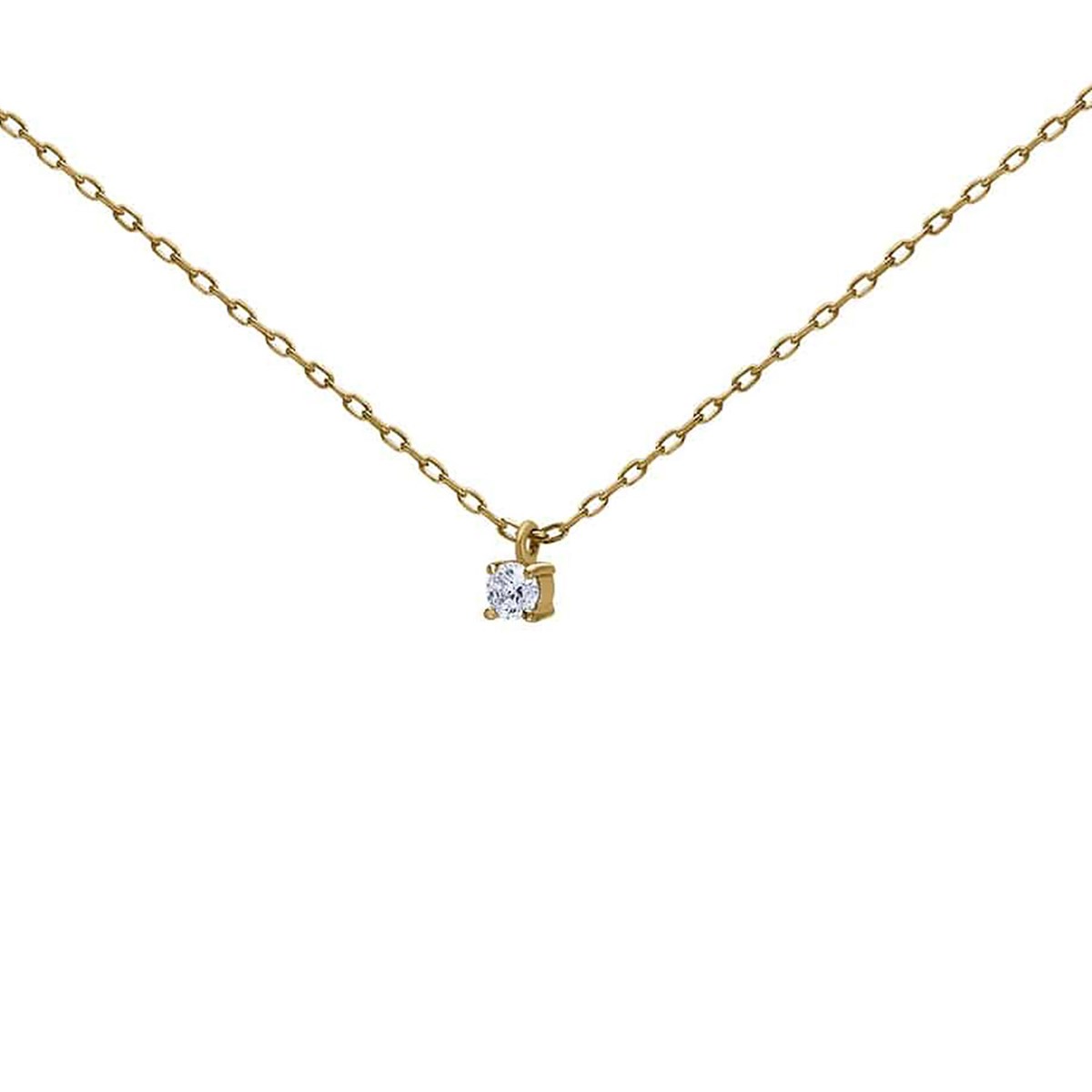 Collier solitaire oxyde or 18 carats griffes