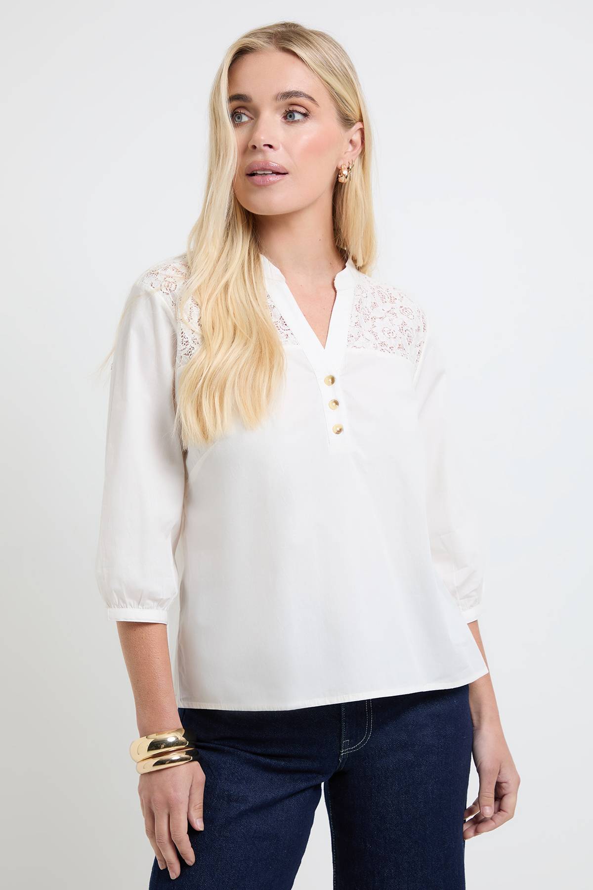 Wallis Chemise En Coton Avec Détail En Dentelle Petite