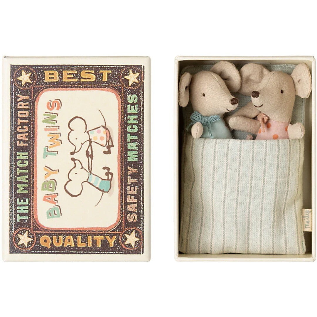 Maileg knuffelmuisjes babytweeling in luciferdoosje - 8 cm