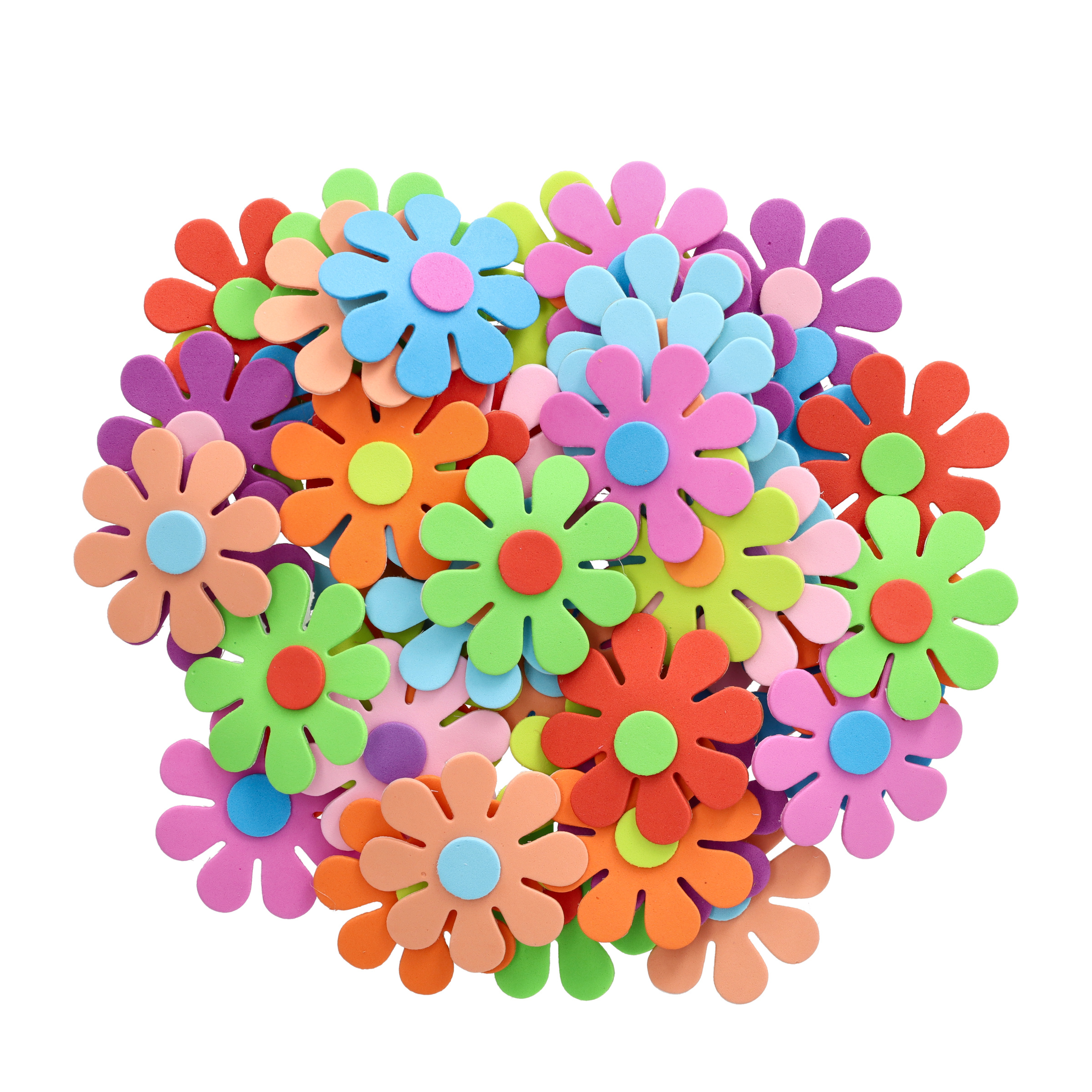 (50er Set) Moosgummi Sticker Selbstklebende Bastel Aufkleber - Blumen