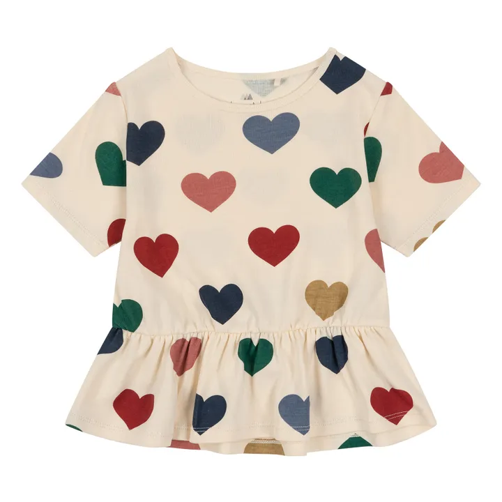 Konges Sløjd T-shirt Cœurs Coton Bio | Ecru