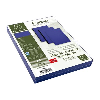 Exacompta - 100 couvertures à reliure A4 (21 x 29,7 cm) - 270 g/m² - bleu foncé