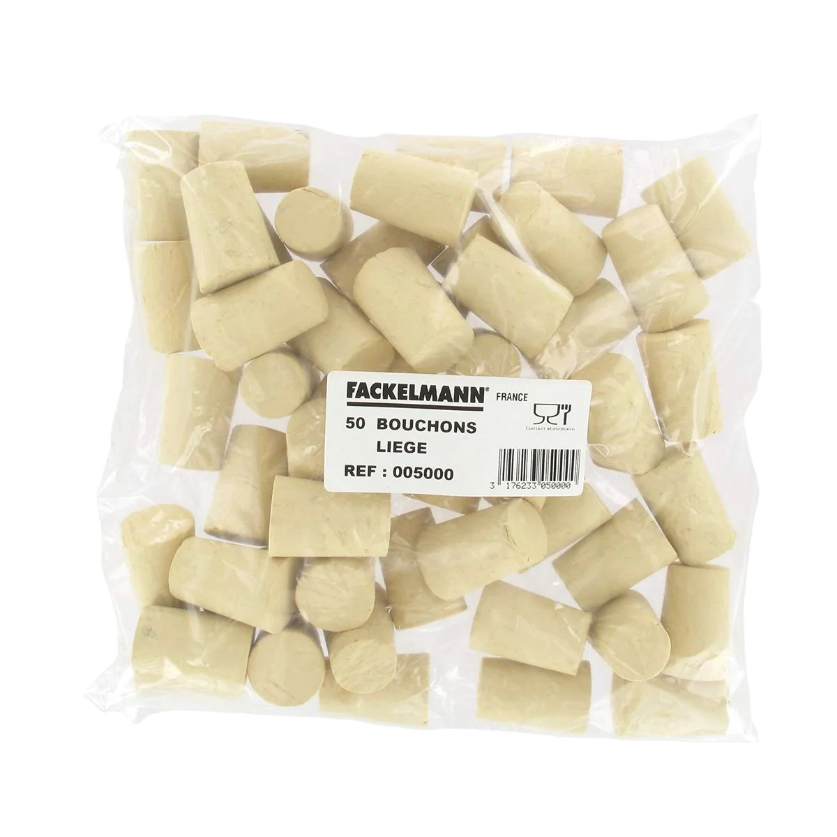 Lot de 50 bouchons de liège coniques Bar Concept Fackelmann