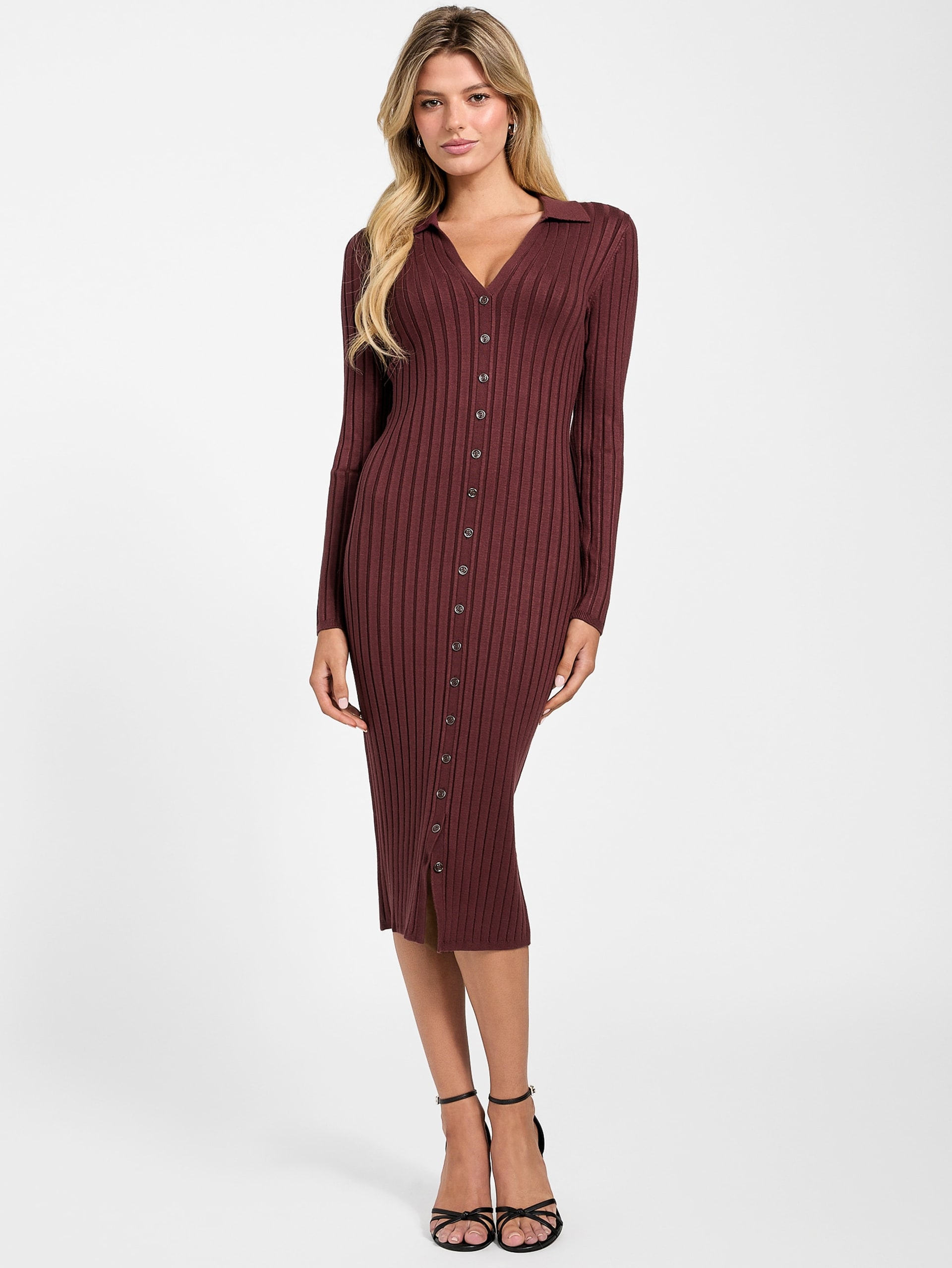 Vestido de malha canelada Eco Miranda