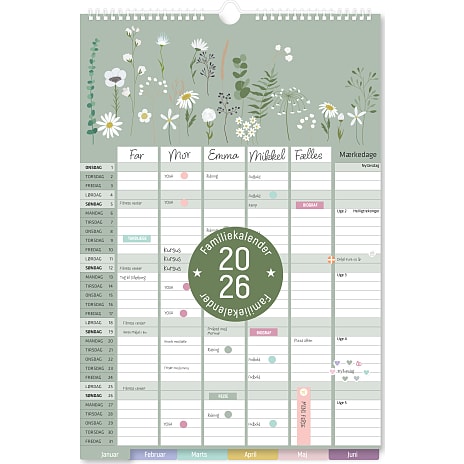 Familiekalender 2026 - blomster