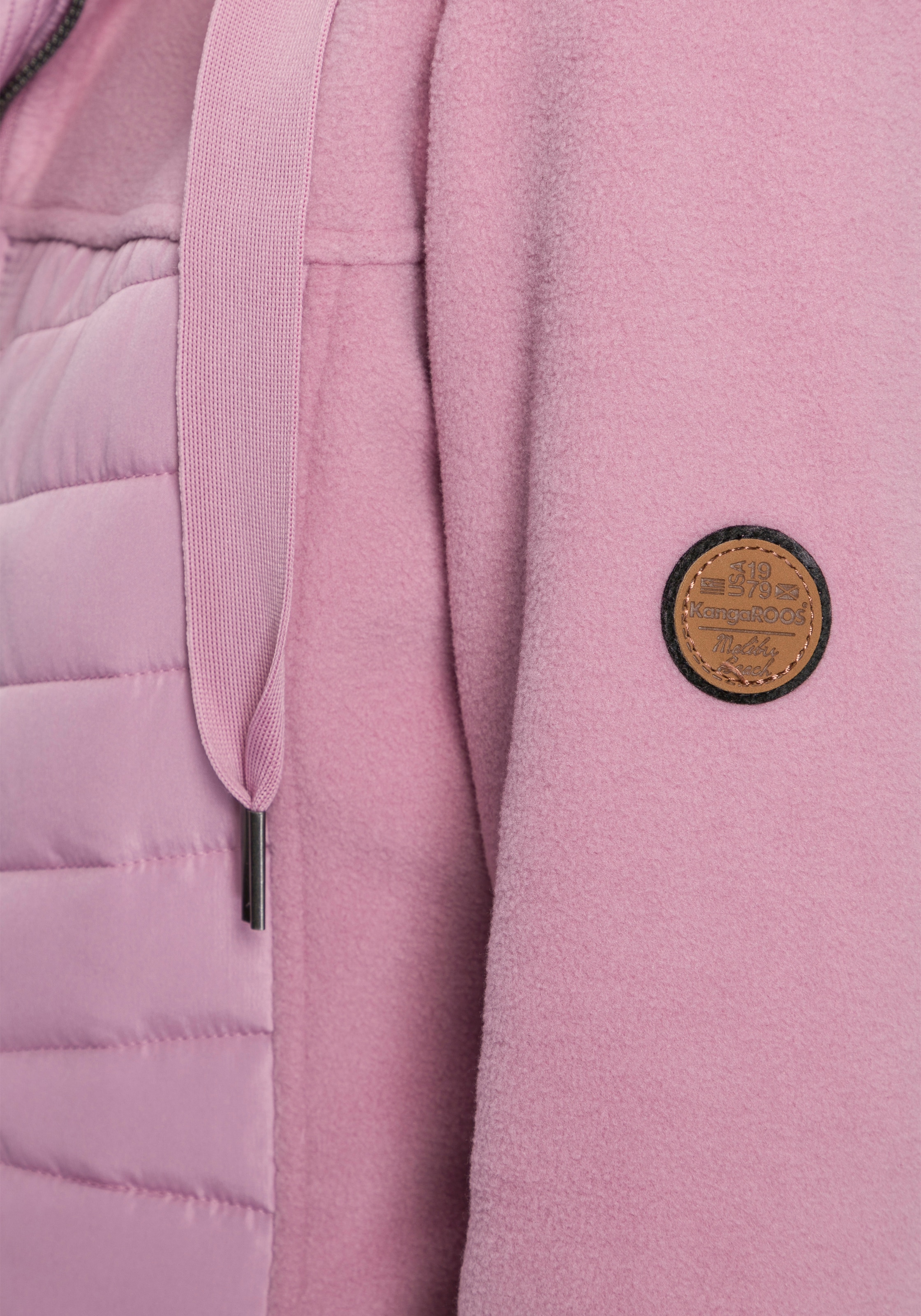 KangaROOS Langjacke mit Kapuze Hybridjacke - Fleecejacke mit wattierten Bereichen