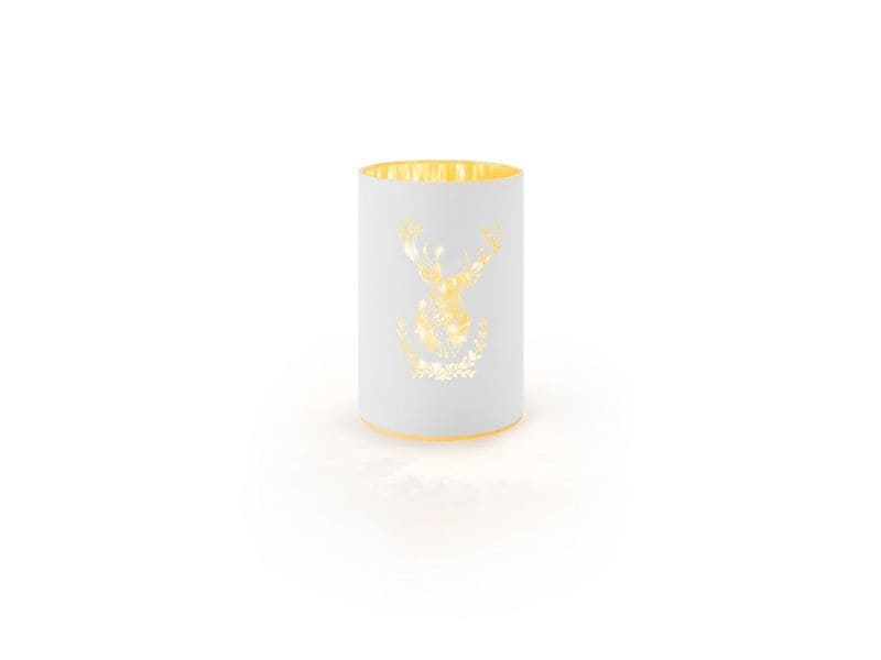 STT Windlicht Hirsch S, 14 cm, Weiss Leuchtobjekt für Innen