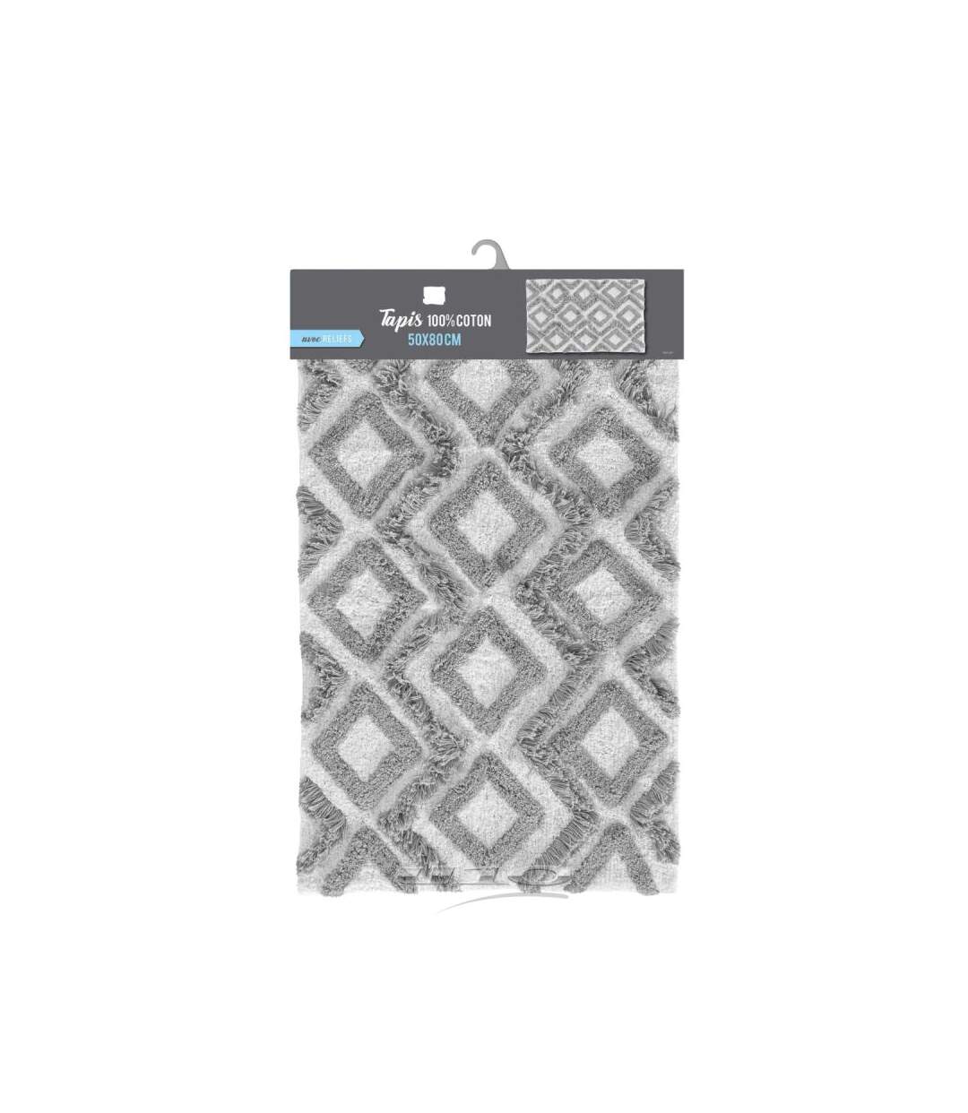 Tapis de Salle de Bain Ikatis 50x80cm Blanc & Gris