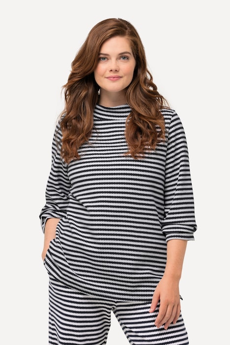 Sweatshirt, Strukturringel, Stehkragen, Langarm