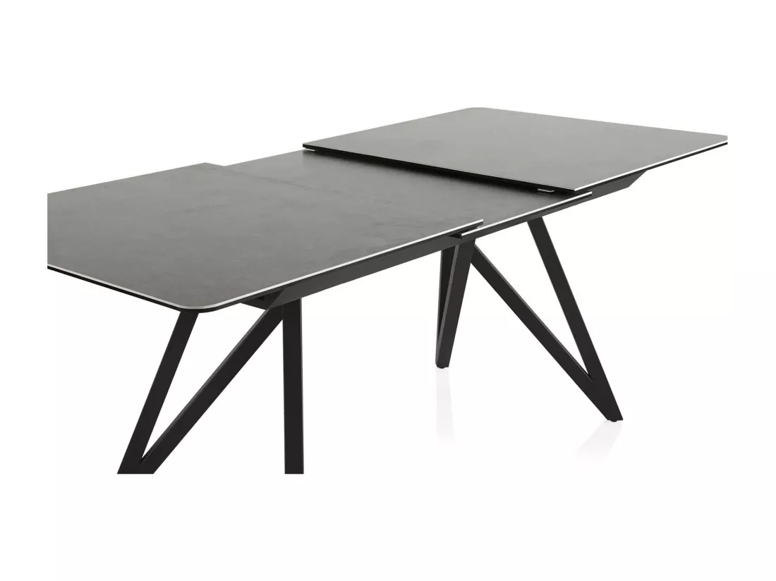 Table à rallonge en céramique grise avec pieds en métal 160/210x91