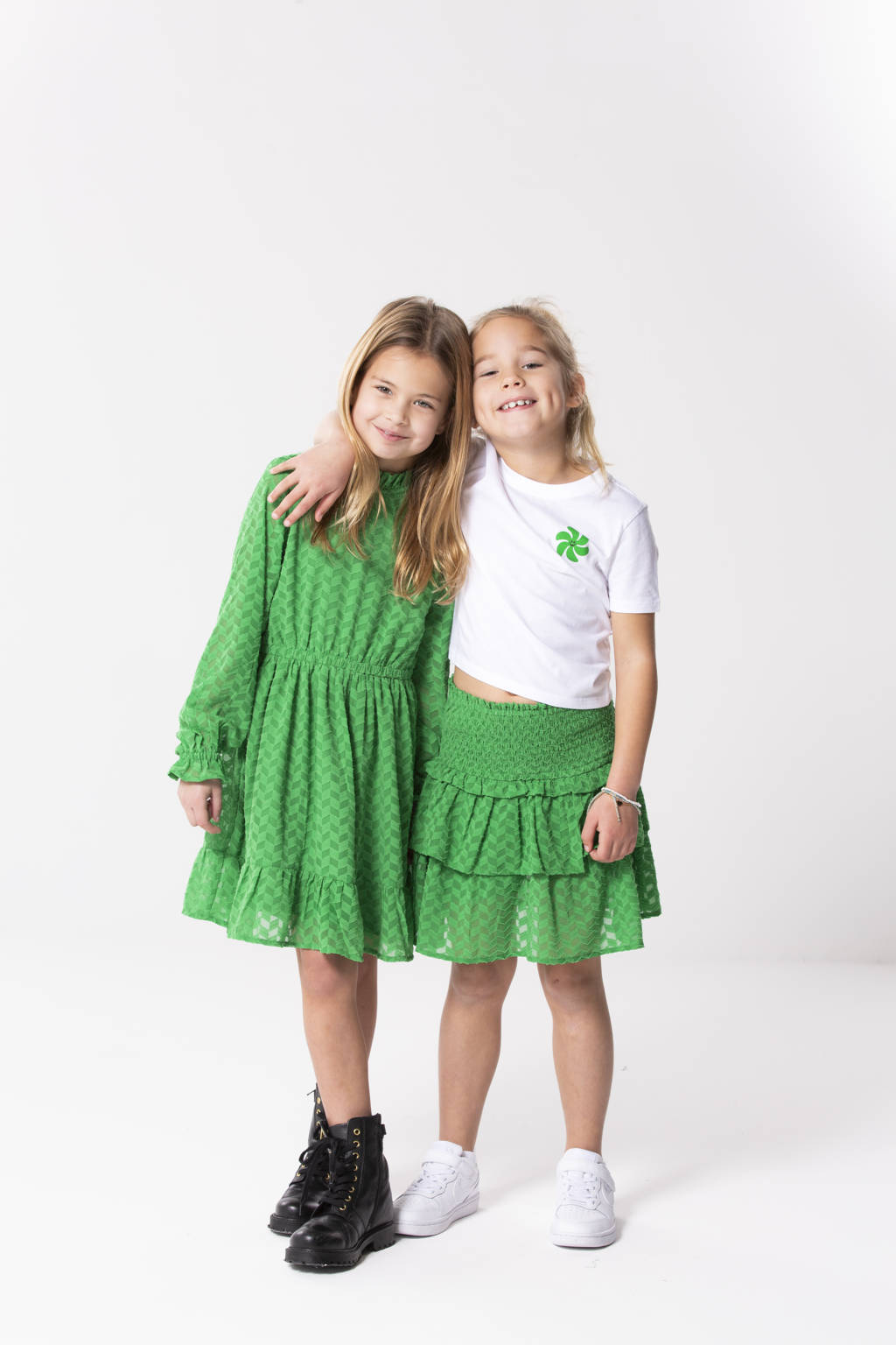 ONLY T-shirt KOGSUN met backprint wit/zwart/groen