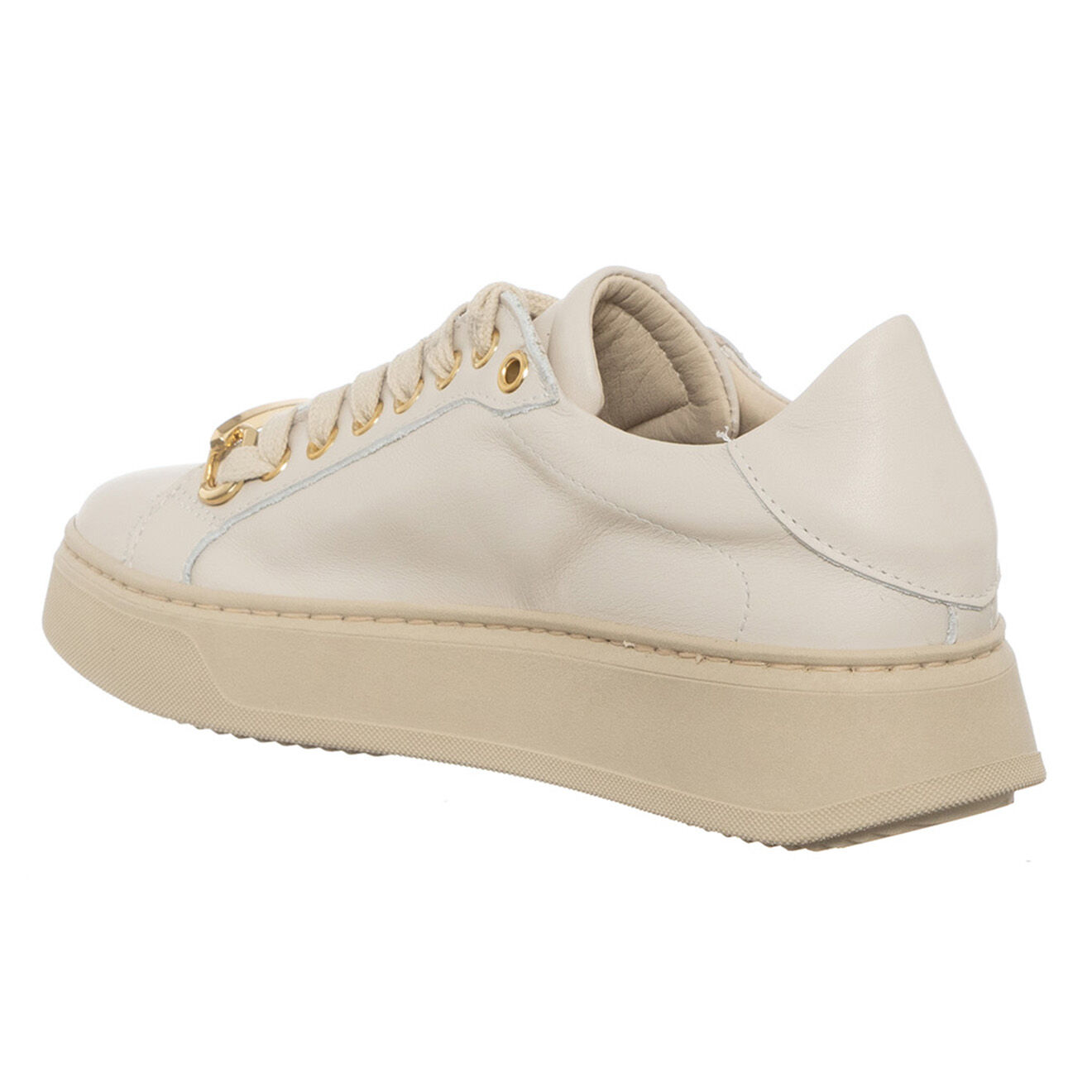 Loretta Pettinari Sneakers en Cuir Grega écru/beige