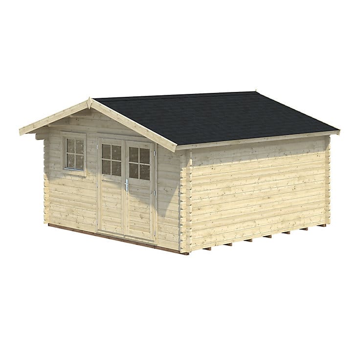 Abri de jardin + plancher GoodHome Oreti en bois coloris naturel ép.44 mm surface extérieure 20,33 m²