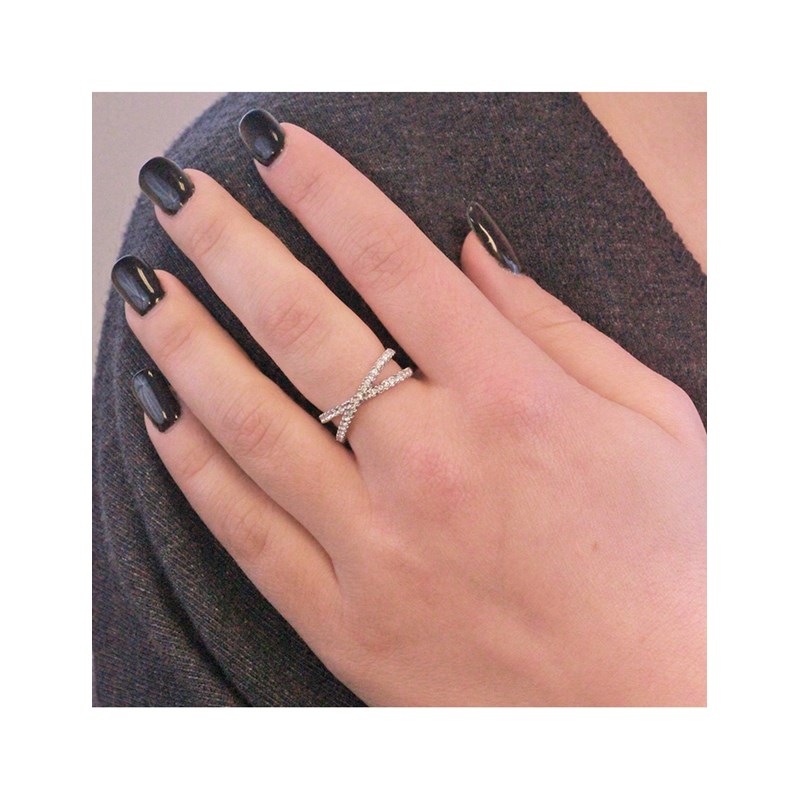 Bague X - Argenté et Cristal