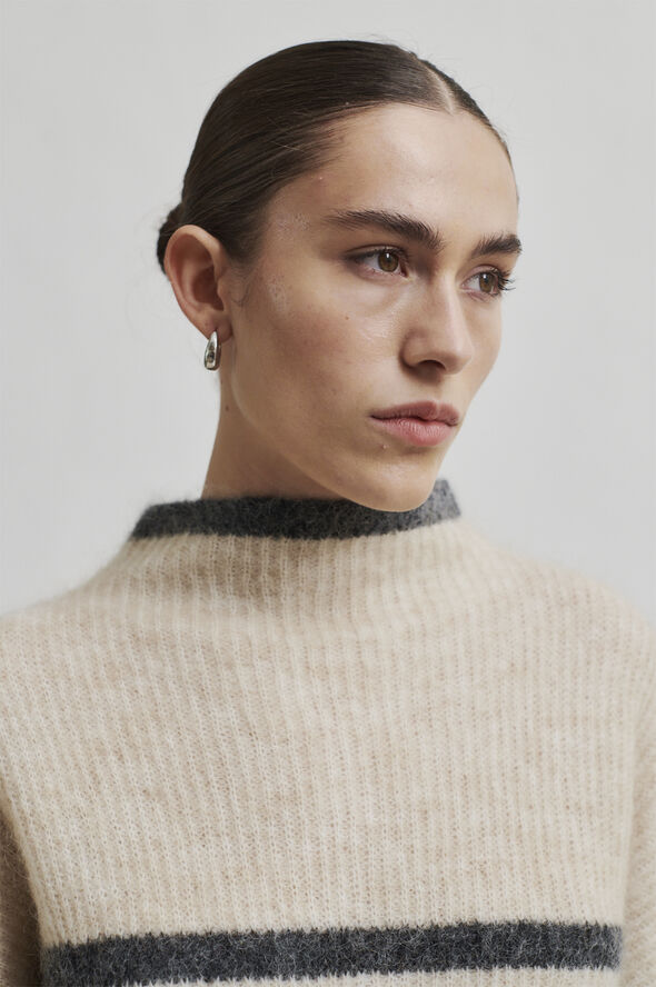 Second Female Ovalis Mohair Blend Knit T-Neck Brazilian sand grey