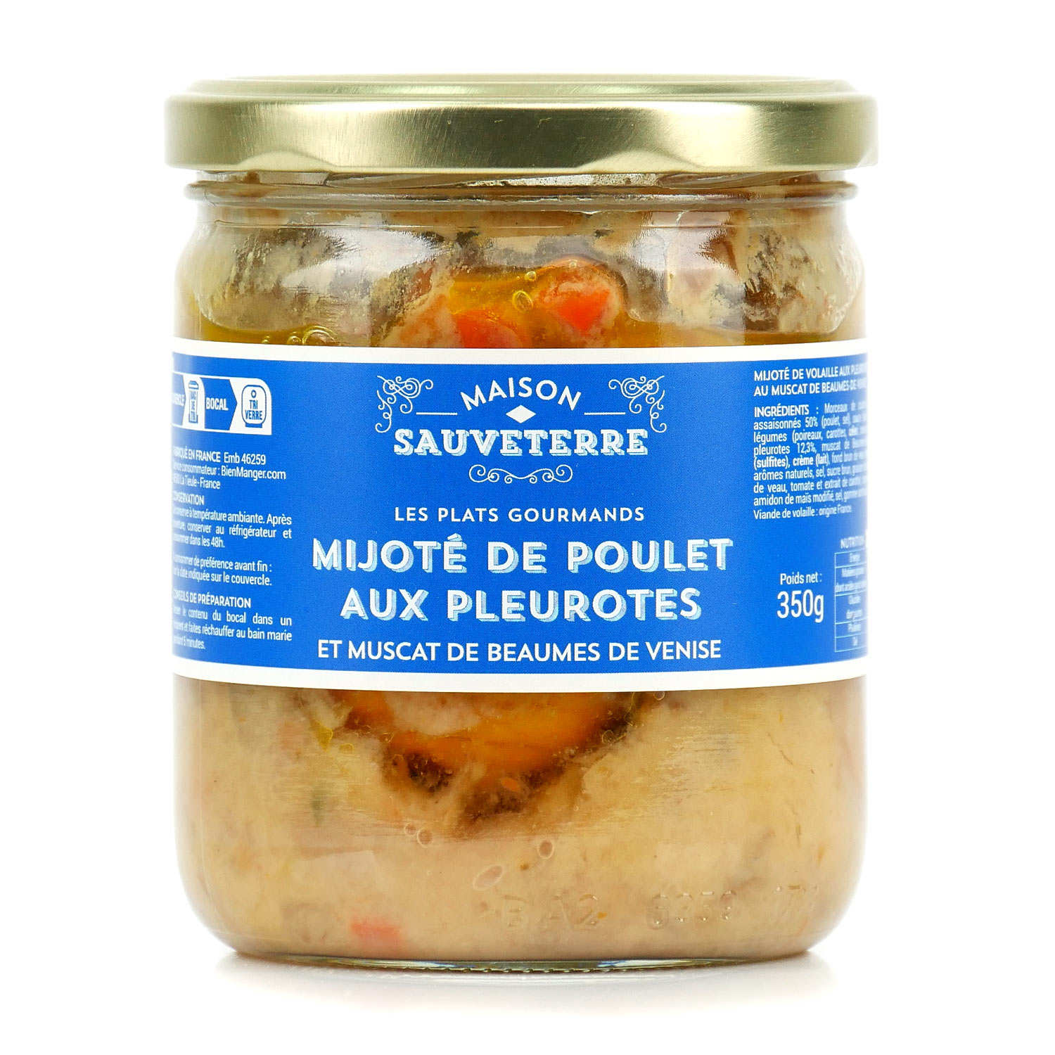 Mijoté de poulet aux pleurotes et muscat de Beaumes de Venise