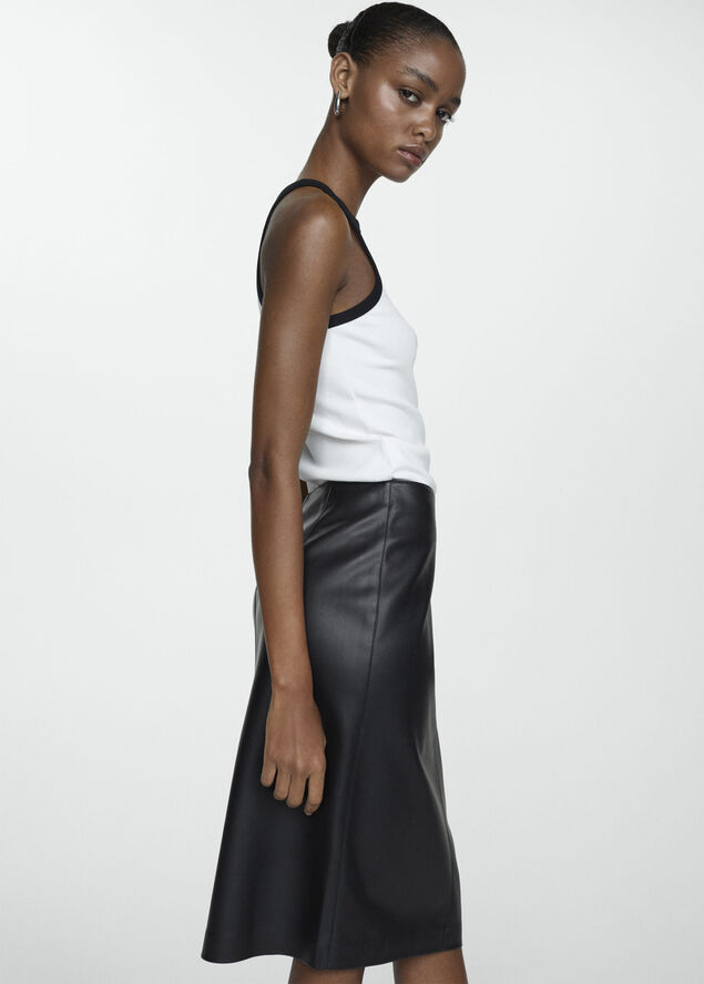 MANGO Faux-leather pencil skirt Black
