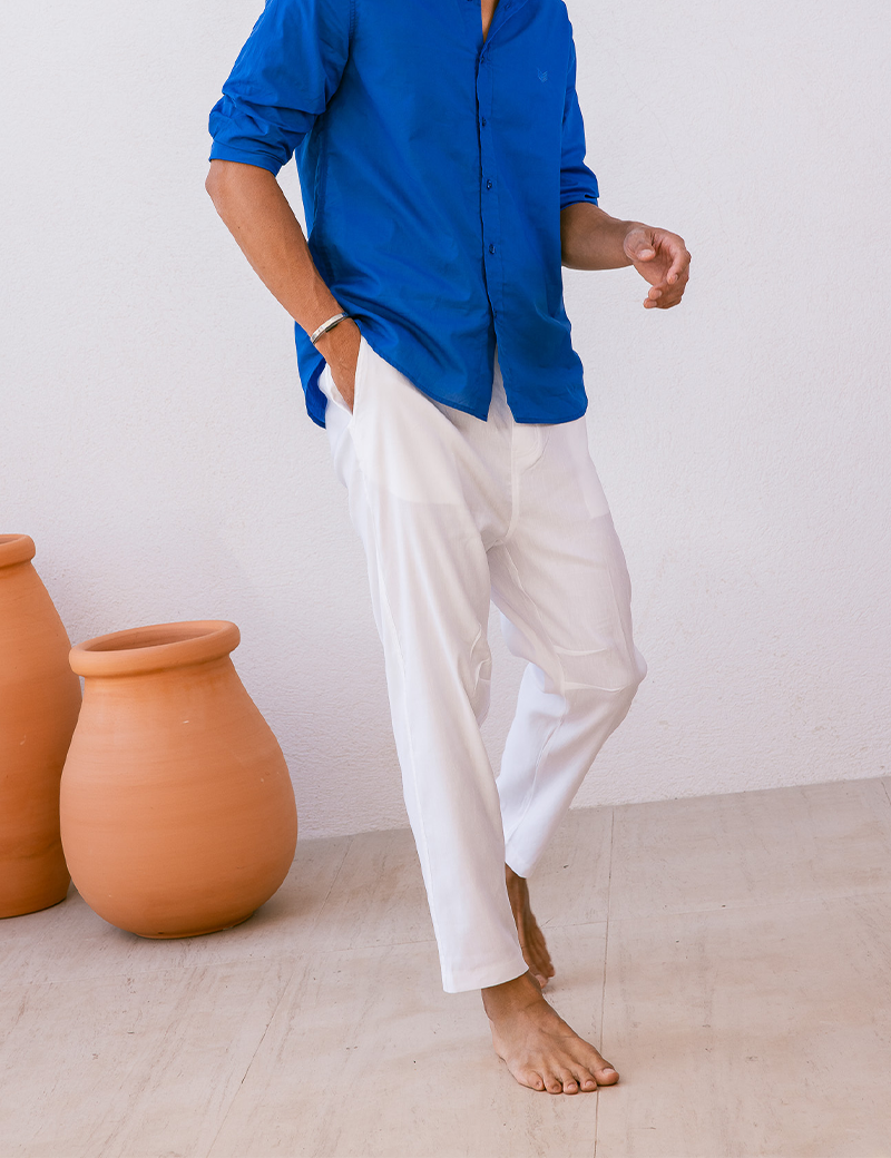 HBT PANTALON HOMME LIN CHRIS LOOSE BLANC