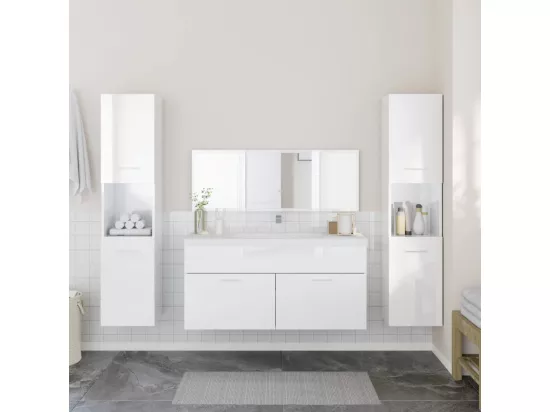 Ensemble de meubles de salle de bain 4 pcs blanc brillant