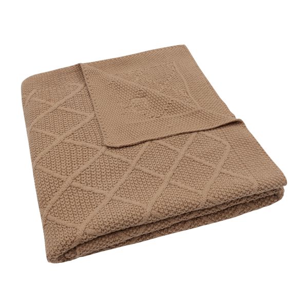 Jollein Check Knit Ledikantdeken - 100 x 150 cm - Biscuit