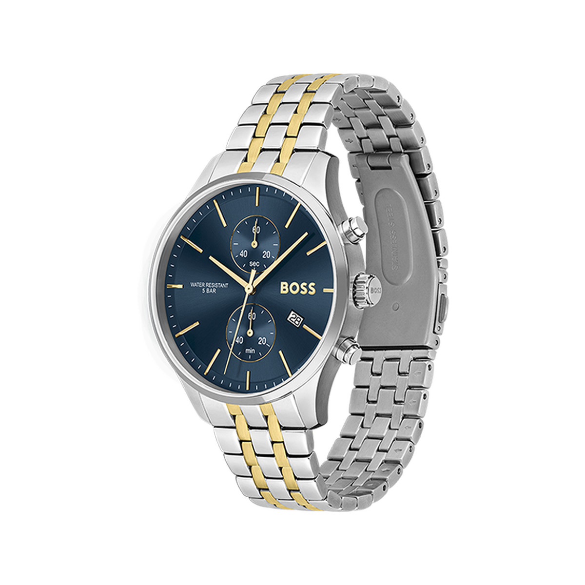 Montre BOSS Associate homme bracelet acier bicolore  doré jaune