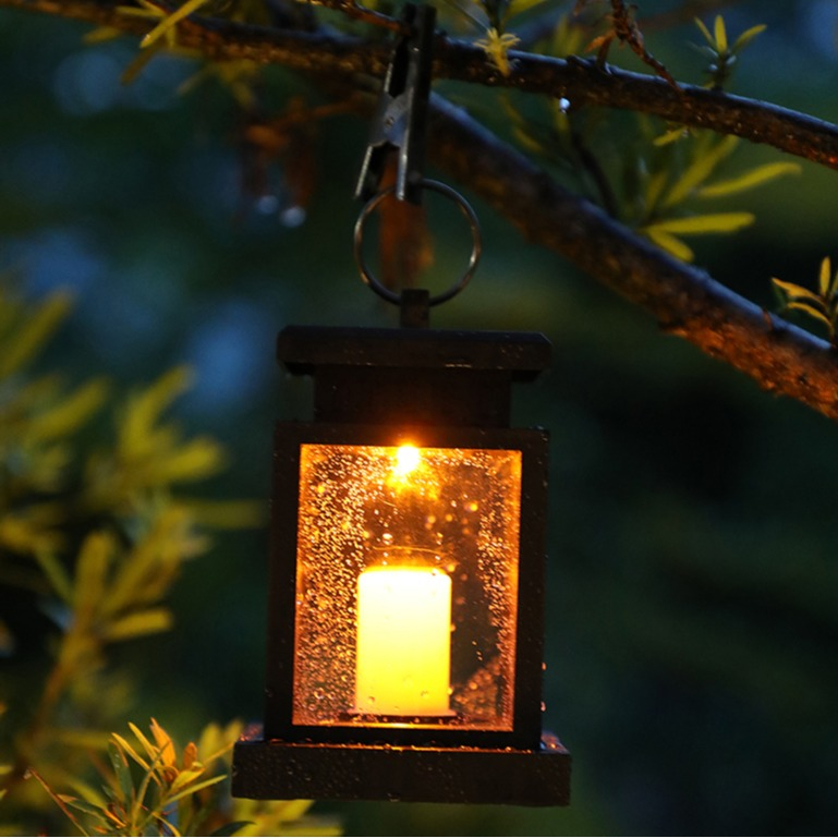 (13x9cm) LED Solar Lampe Outdoor Laterne Gartenleuchte Spritzwassergeschützt IP65 - Kerze (Warmweiss)