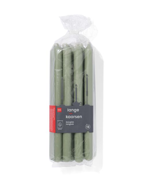 12 bougies longues Ø2.2x29 vert clair 