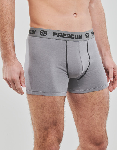 Freegun - BOXERS COTON E1 X9 - Gris / Noir