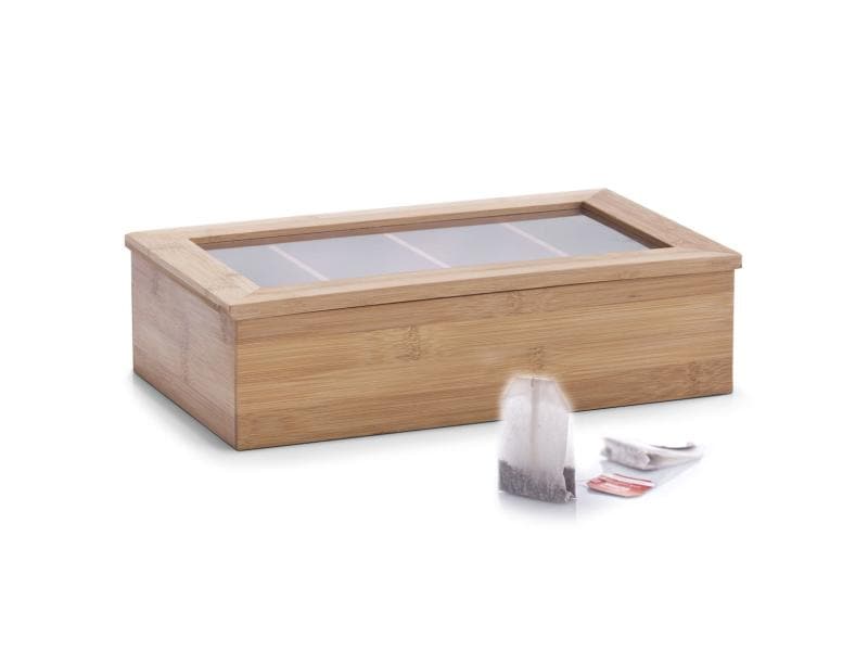 Zeller Present Teebeutel-Box Braun Teebehälter, 4 Fächer