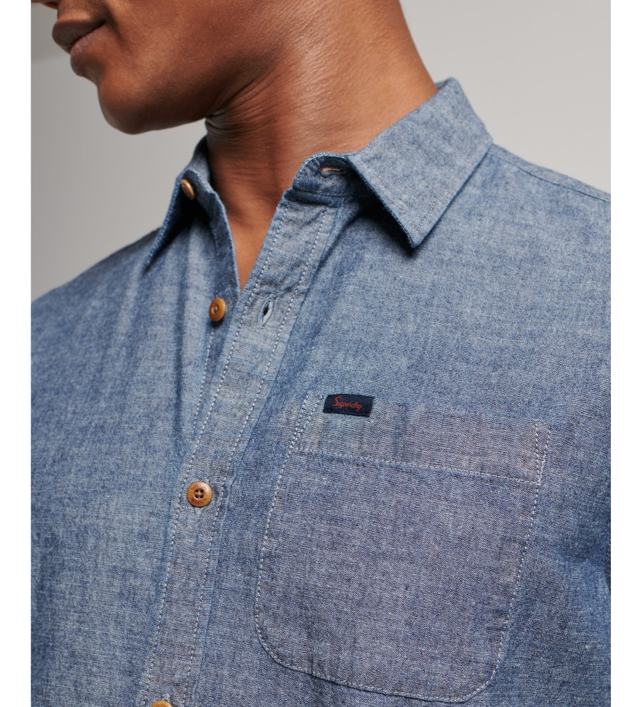 Camisa de manga curta Superdry Vintage Logo Loom, azul