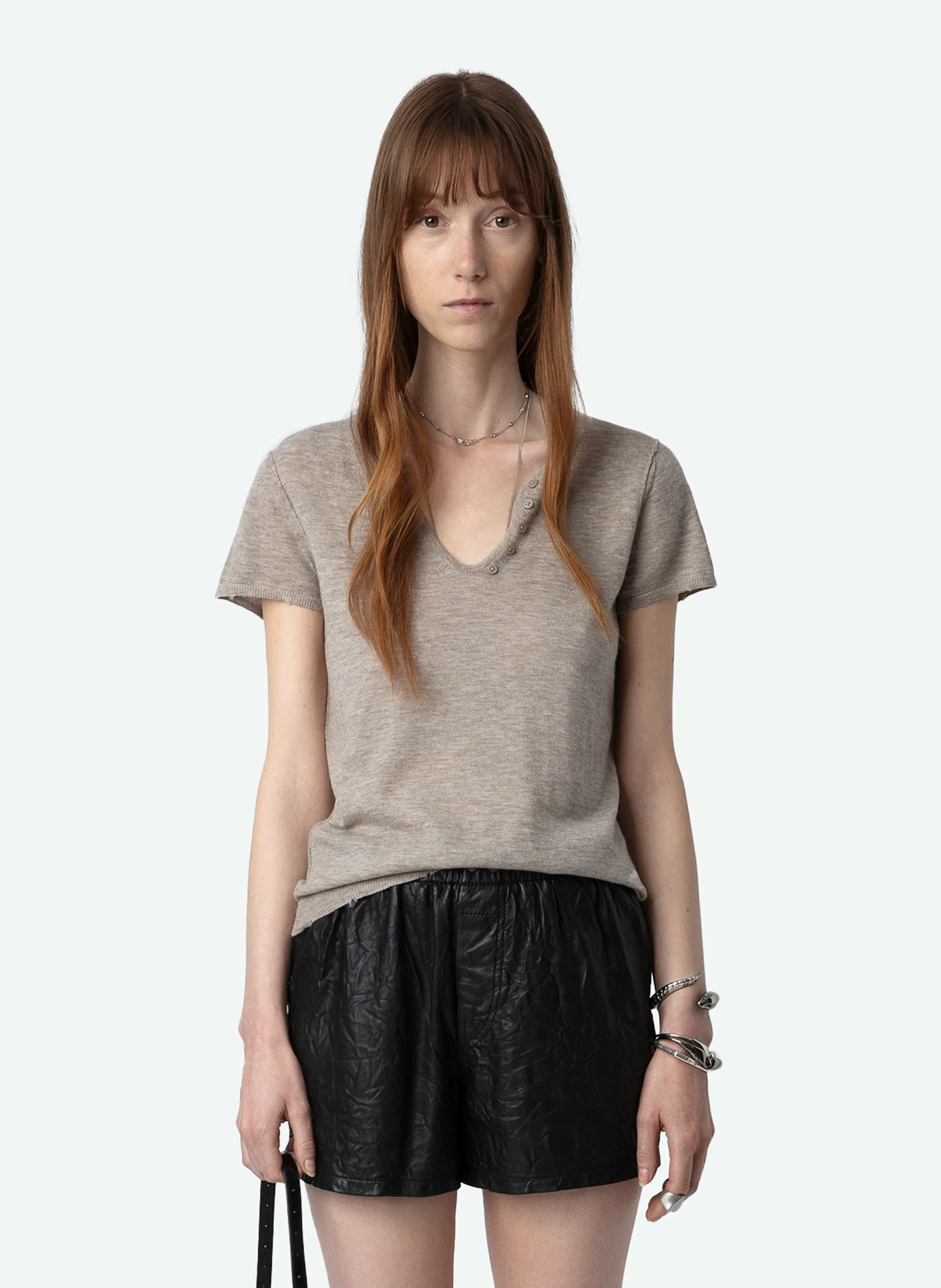 IDA - Top col tunisien droit en cachemire | Beige