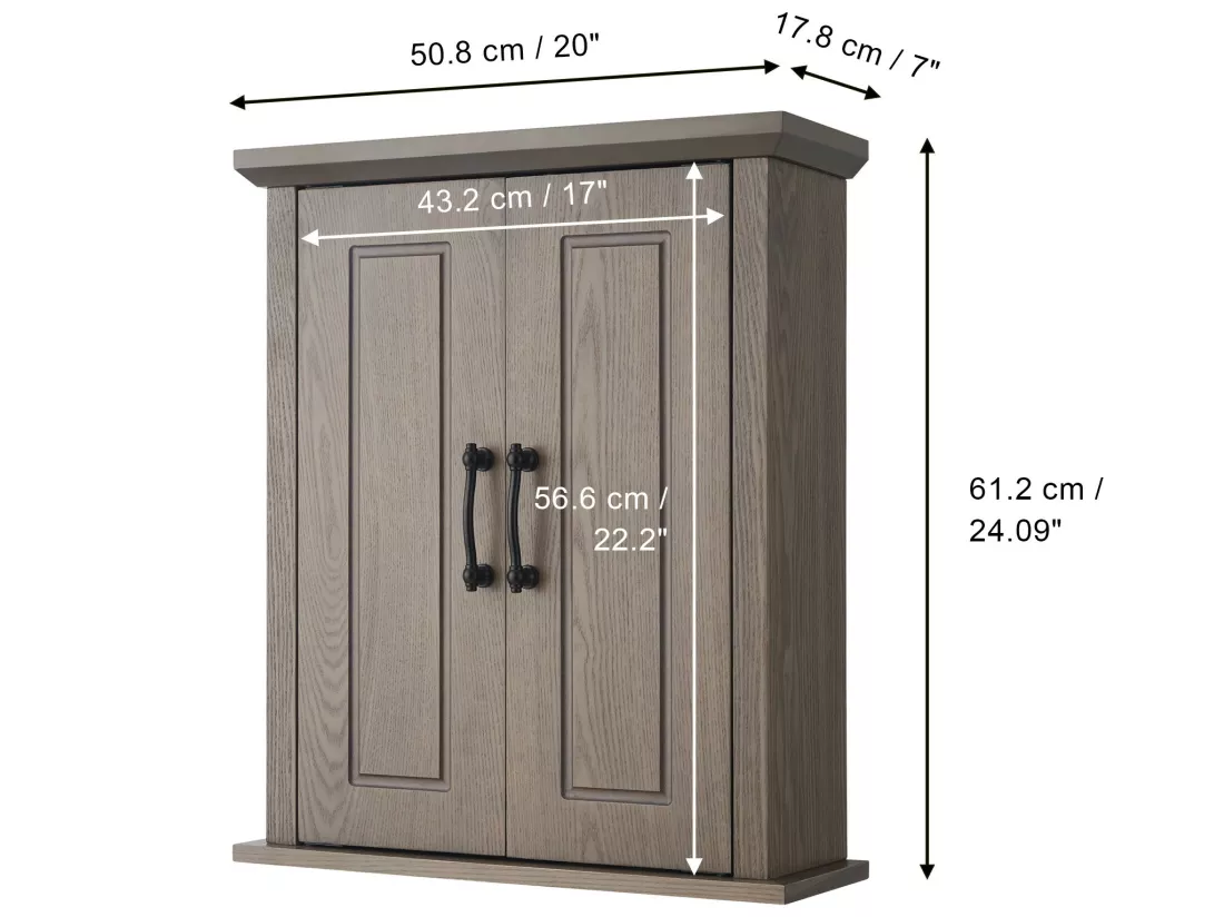 Armoire à pharmacie murale en bois pour salle de bain - Portes doubles