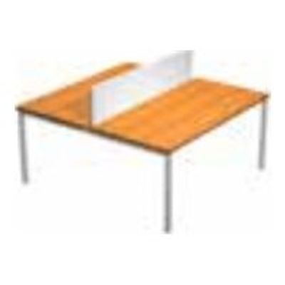 Bureau bench Trend - L120 - avec panneau de séparation - plateau imitation noyer clair - pieds métal arche