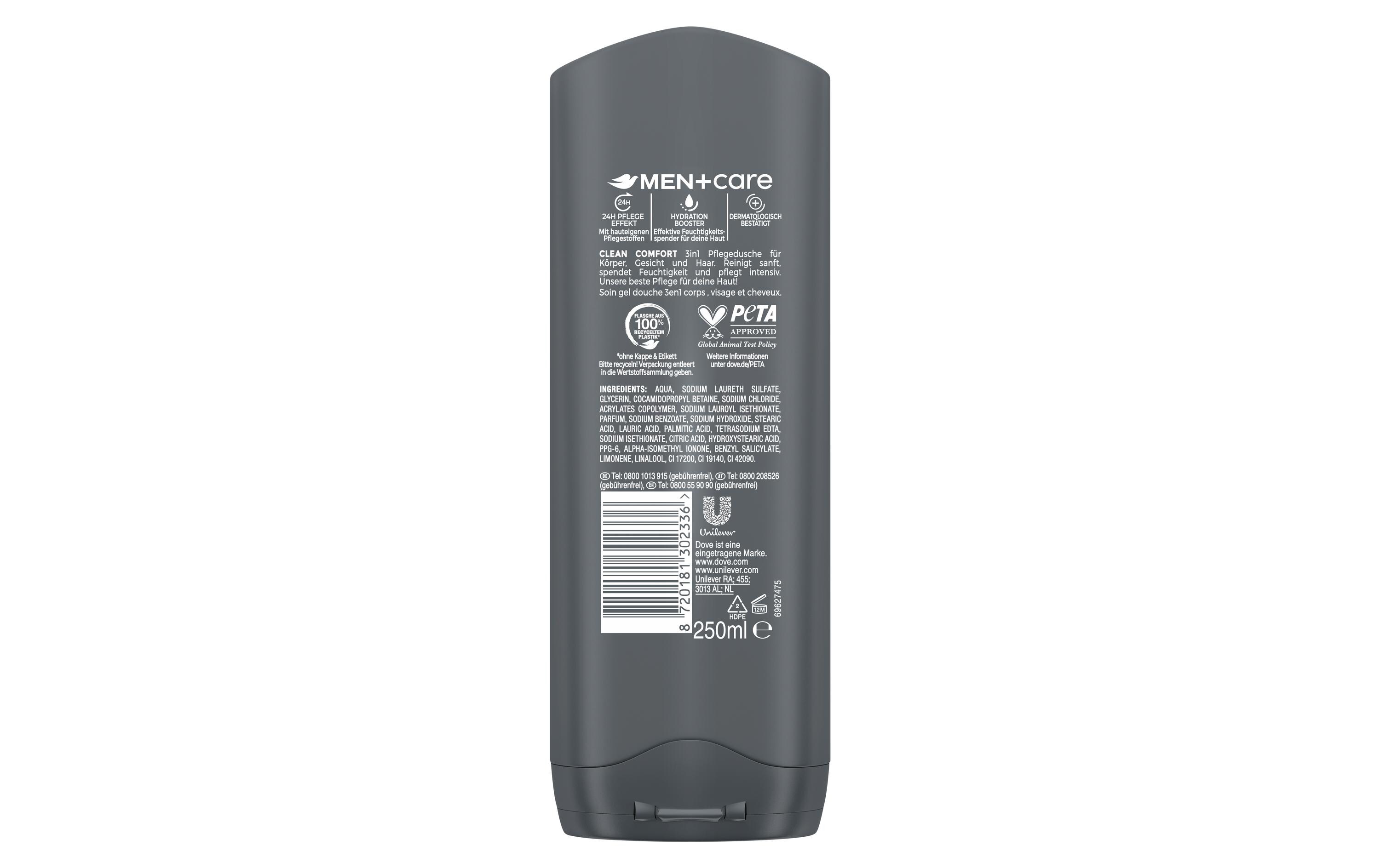 Pflegedusche Clean Comfort 250 ml3-in-1 Duschgel für Körper, Gesicht und Haar