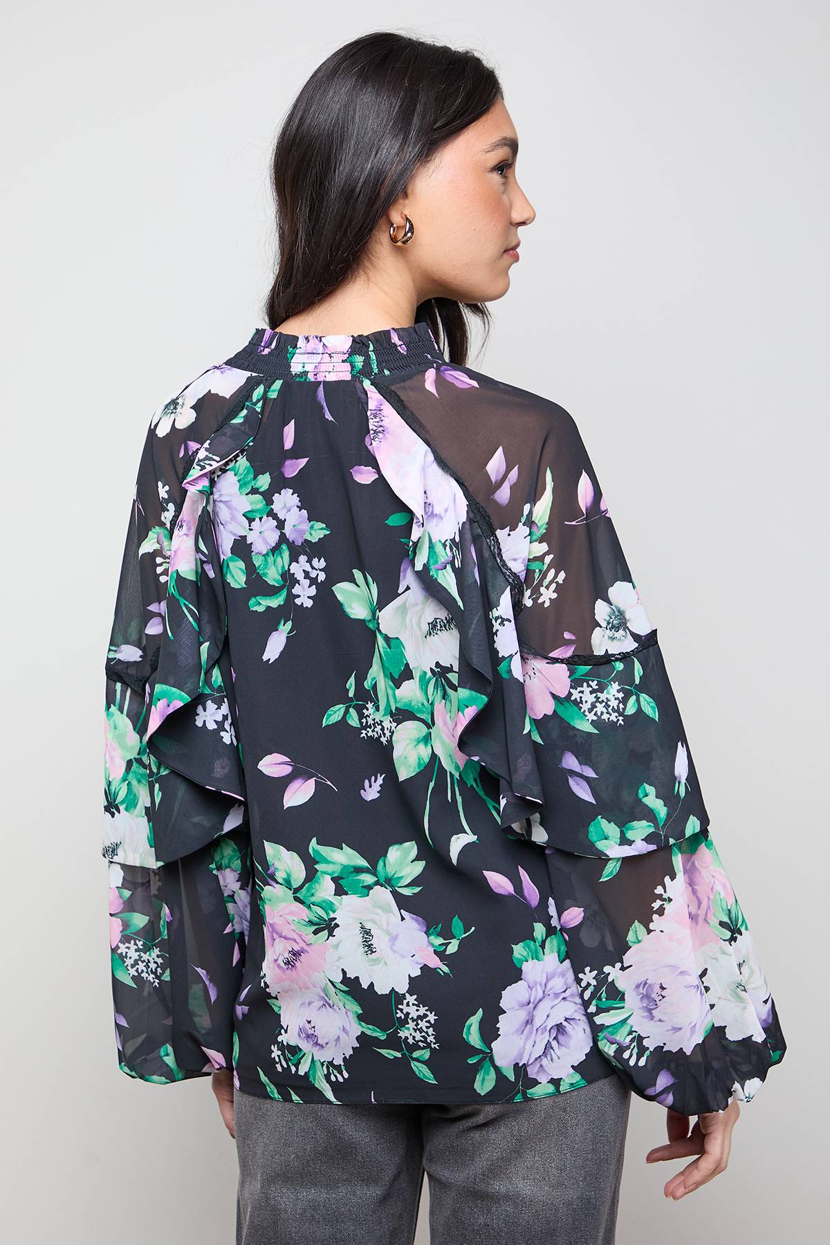 Oasis Blouse Bohème à Manches Ballon et Détail Cape