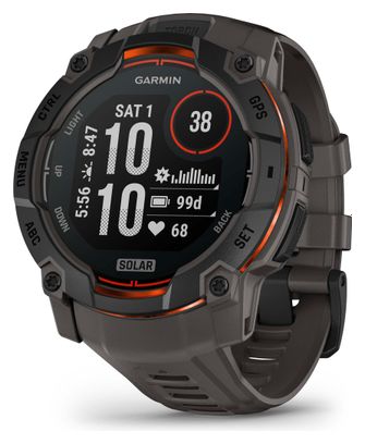 Montre GPS Garmin Instinct 3 Solar - 50 mm Noir avec Bracelet en Silicone Gris Charcoal