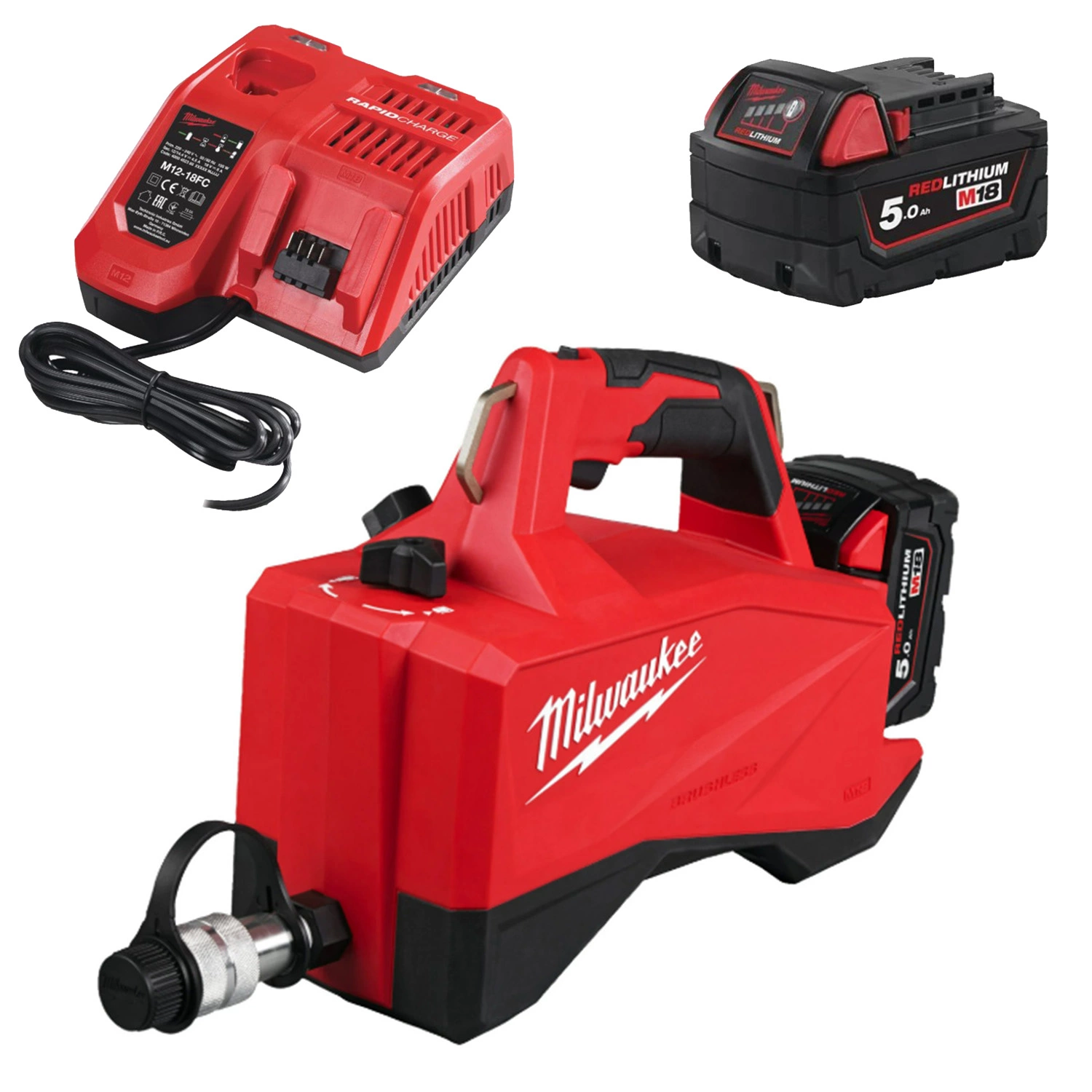 Milwaukee M18 HMP700-501 18V Li-ion accu Hydraulische mini pomp set (1x 5.0Ah accu) - 700 bar