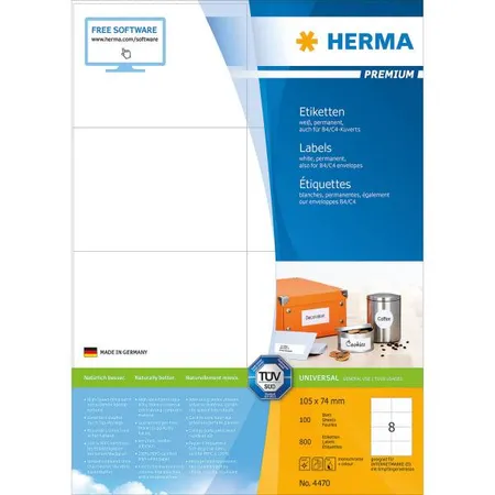 HERMA 4470 Etiketten A4 105x74mm weiß 100 Blatt