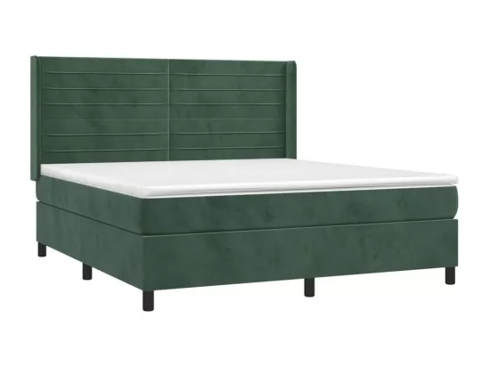 Sommier tapissier matelas et LED Vert foncé 160x200 cm Velours