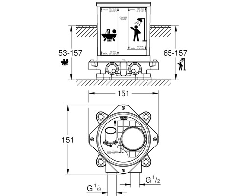 GROHE inbouwset DN 15 voor vrijstaande badmengkraan 45984001